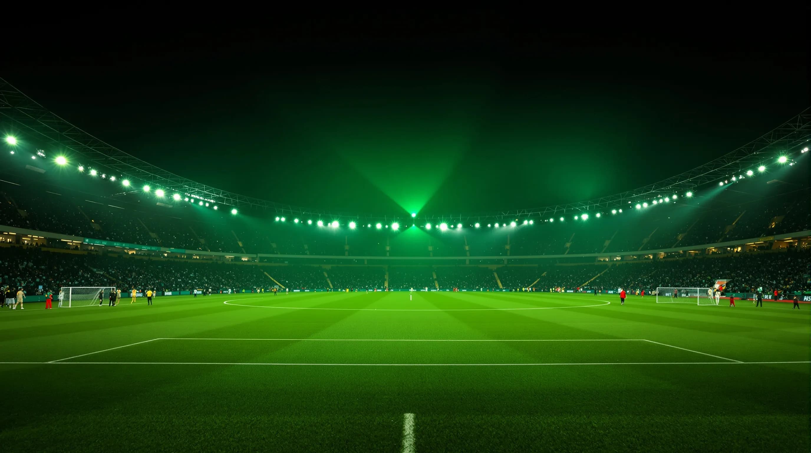 Modern African football stadium at night